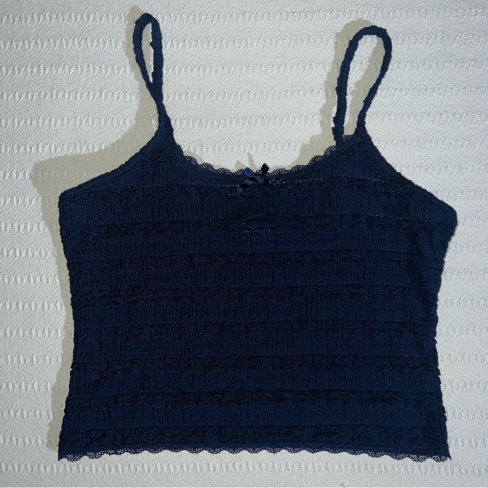 Vintage Womens Y2K Lace Trim Cami Tank Size M Fairy Cottagecore Girly Coquette